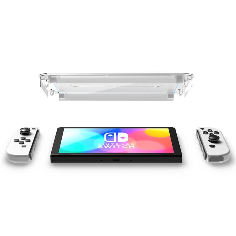 Set 2 folii de sticla Spigen Glas.tR EZ Fit cu rama de montaj pentru Nintendo Switch OLED (Diverse accesorii, AGL03829) by www.silkase.ro